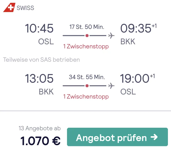 Unschlagbar günstig für 1.070€ in der Business Class nach Bangkok