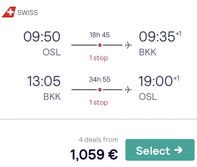Nach Bangkok in der SWISS Business Class nur 1.059 Euro