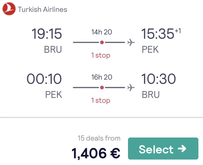 Mit der Turkish Airlines Business Class nach Peking nur 1.406 Euro