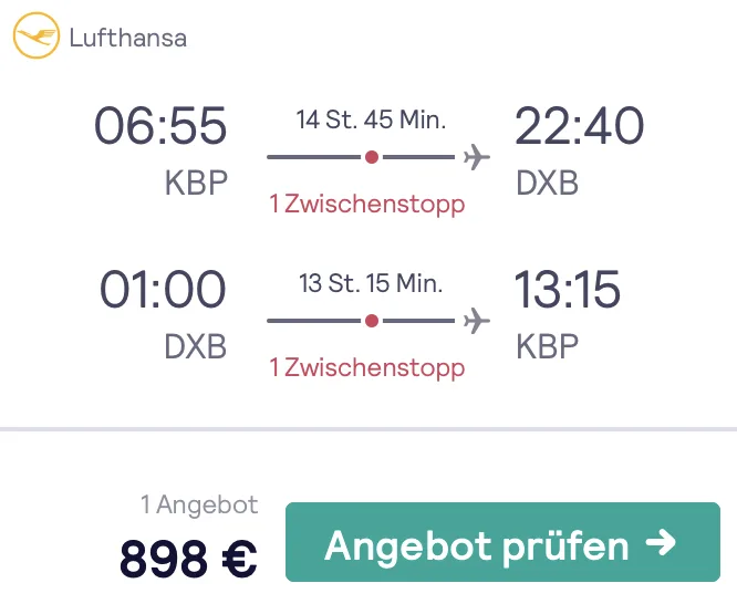 Nach Dubai in der Business Class für nur 898 Euro