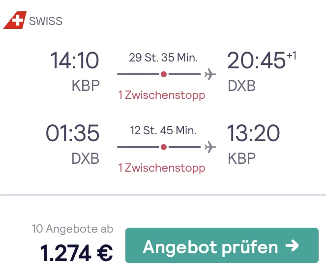 In der First Class nach Dubai nur 1.274 Euro