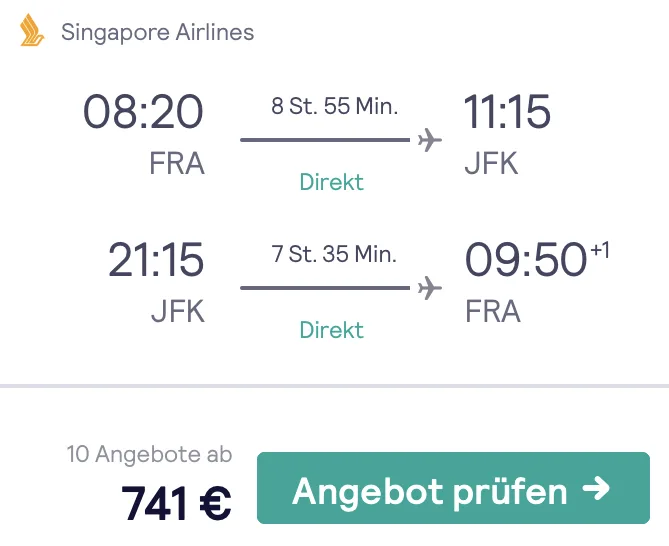 In der Premium Economy nach New York für 741 Euro