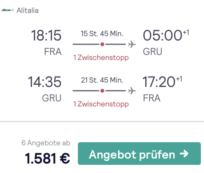 In der Business Class nach Südamerika für 1.581€