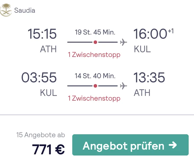 Nach Asien in der Business Class nur 771 Euro