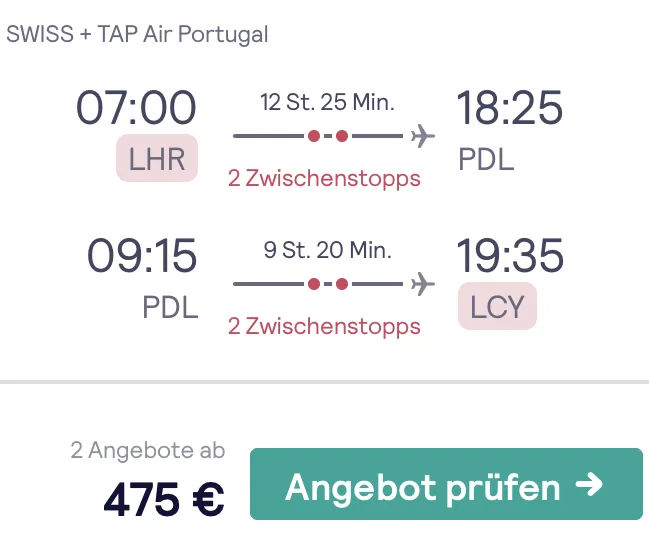 In der Business Class auf die Azoren für 475 Euro