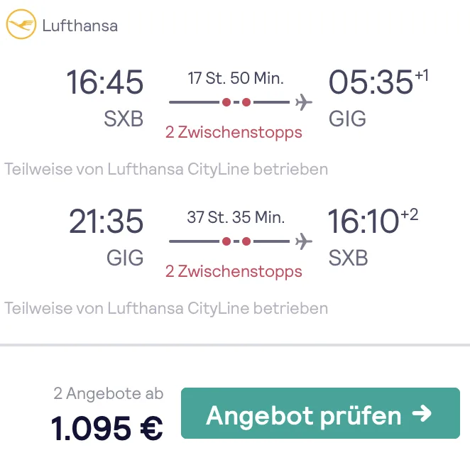 Brasilien in der Business Class nur 1.095 Euro