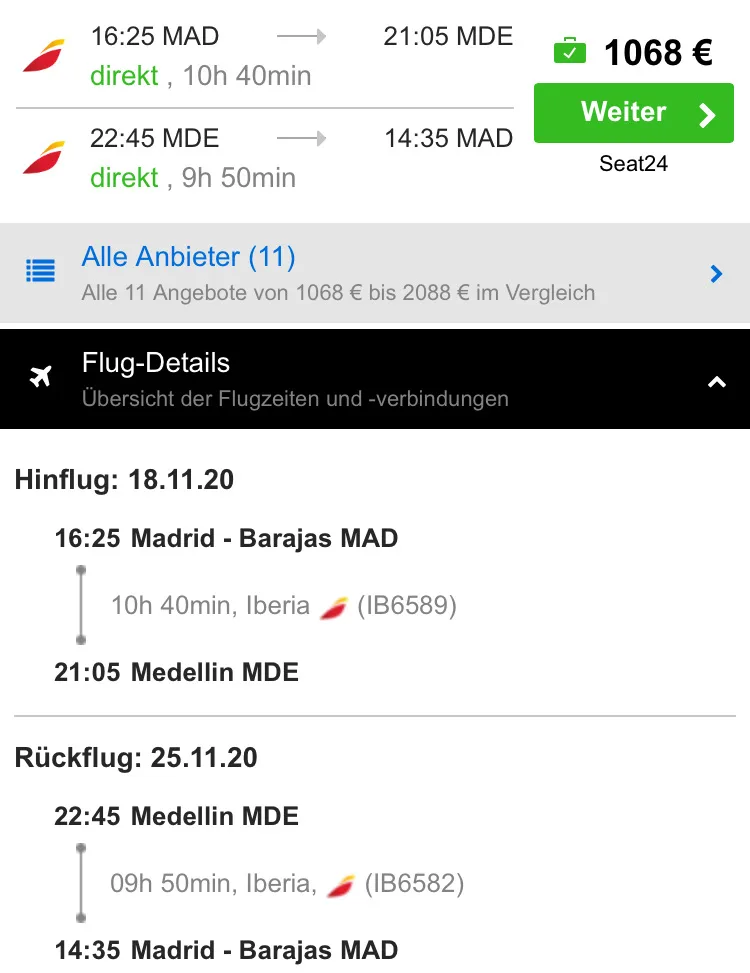 Business Class nach Südamerika zum Jahresende nur 1.068 Euro