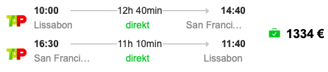 In der Business Class für 1.334 Euro nach San Francisco