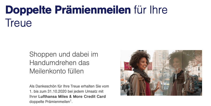 Doppelte Prämienmeilen mit der Miles & More Kreditkarte