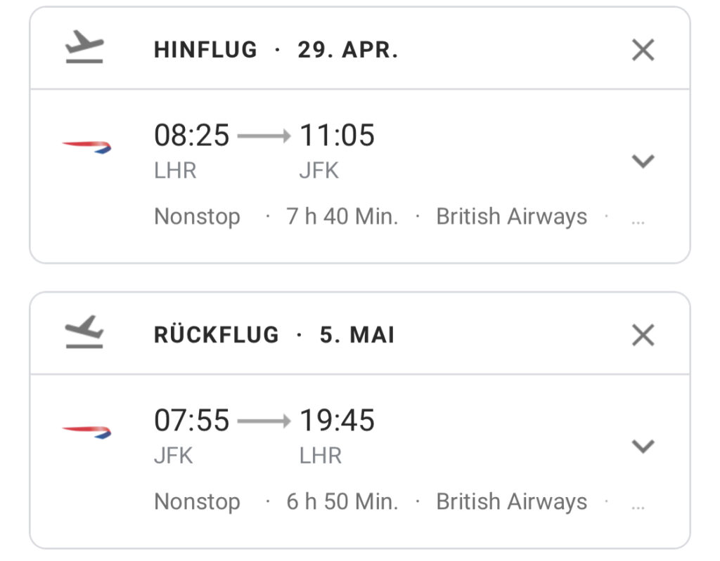 British Airways First Class in die USA nur 1.765 Euro