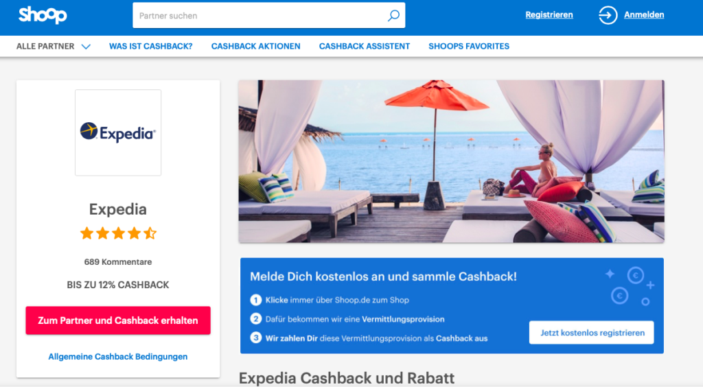 Cashback mit Shoop und Expedia für die nächste Hotelübernachtung