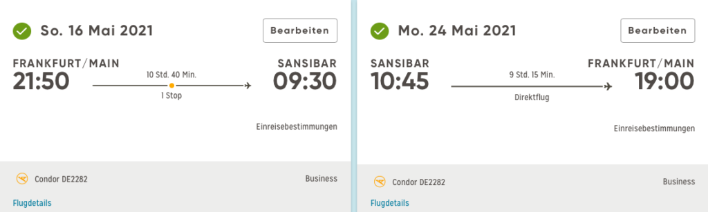 Business Class mit Condor nach Sansibar für 1.499 Euro