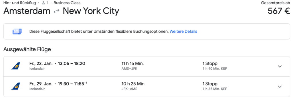 New York in der Business Class für unglaubliche 567 Euro