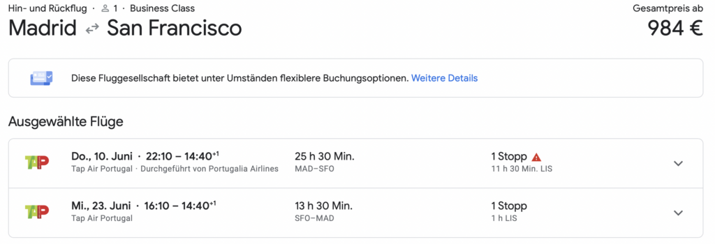 Business Class nach San Francisco nur 984 Euro