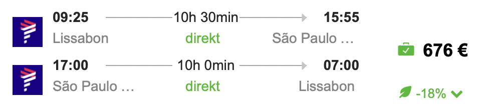 Brasilien in der Business Class nur 676 Euro