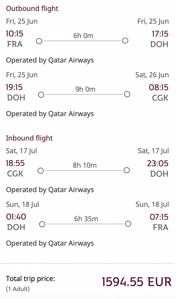 Indonesien in der Qatar Business Class für 1.595 Euro ab Deutschland