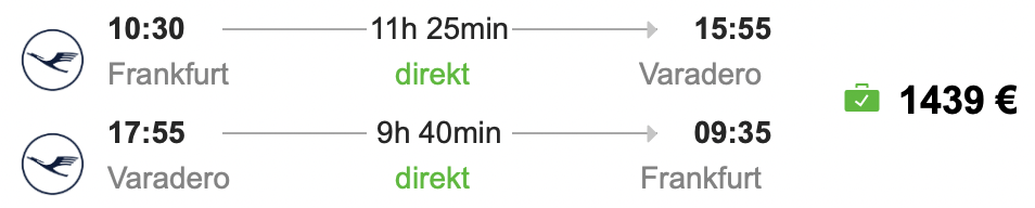 Mit der Lufthansa Business Class nach Kuba für 1.439 Euro