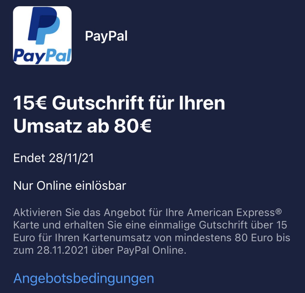 15 Euro Gutschrift durch Paypal-Zahlung