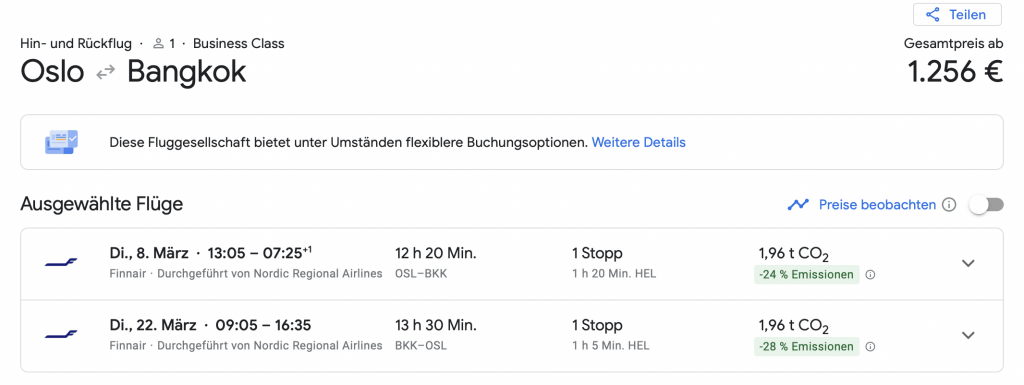 Bangkok in der Business Class für 1.256 Euro