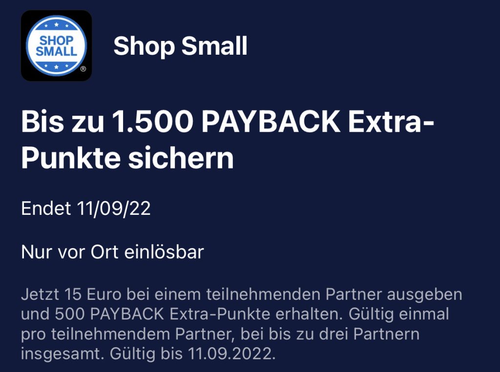 Amex Offers: Shop Small Aktion