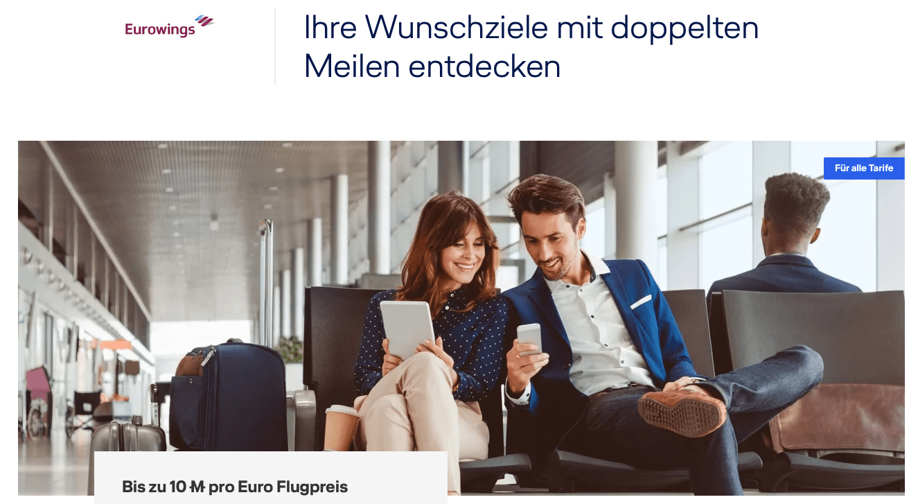 Doppelte Meilen auf Flügen mit Eurowings Doppelte Meilen auf Flügen mit Eurowings