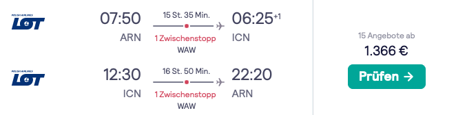 Nach Seoul in der Business Class für nur 1.366 Euro